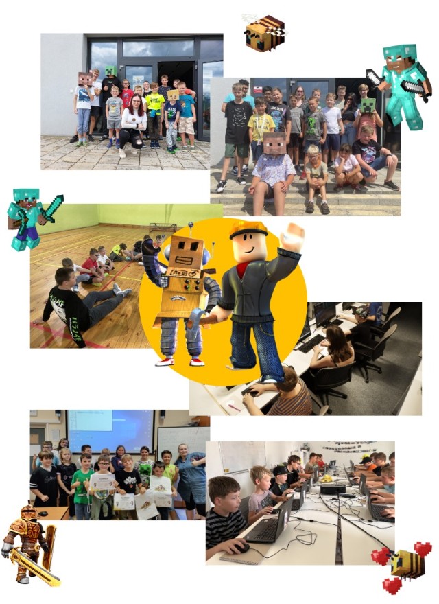 Týmová spolupráce dětí při aktivitě na táboře Bridge Academy