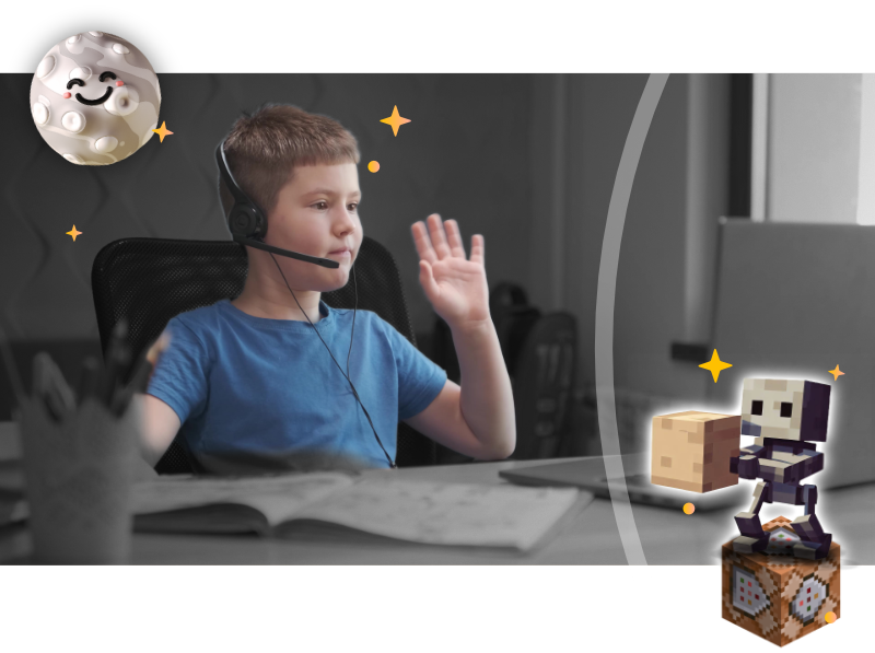 Dítě účastnící se virtuálního Minecraft táboru Bridge Academy