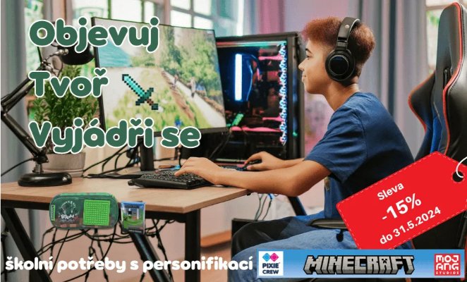 Školní potřeby s Minecraft tématikou - PixieCrew