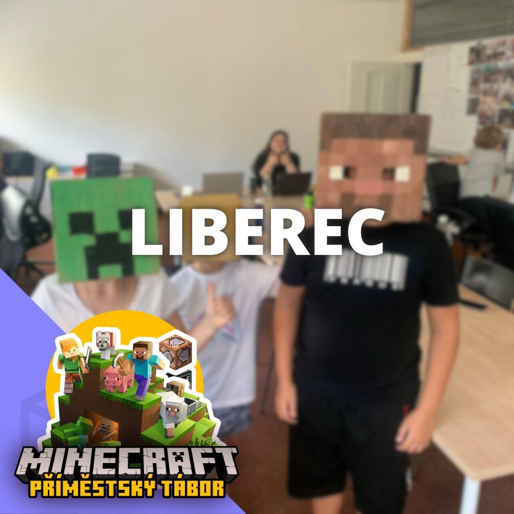 Děti programující v Minecraftu během letního tábora v Liberci